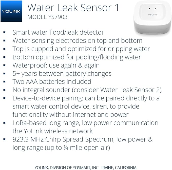 YoLink Water Leak Detection Starter Kit, w/SpeakerHub Audio/Talking Hub & Water