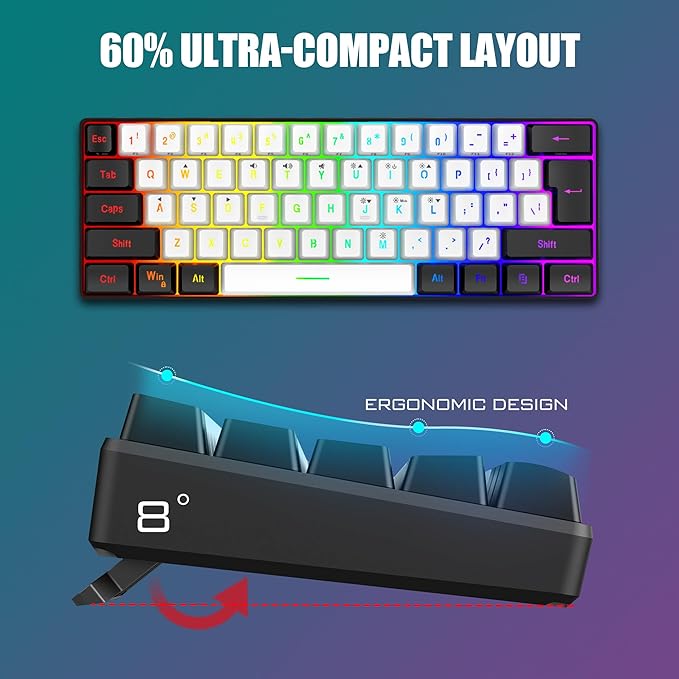 RedThunder 60% Gaming Keyboard and Mouse Combo, Ultra-Compact 61-Key RGB
