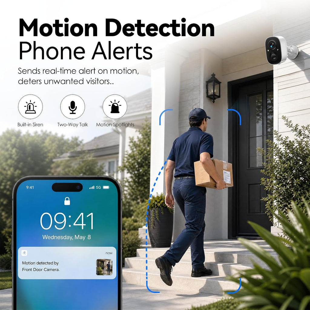 2k security cameras wireless outdoor,wifi cameras for home, close-up detail