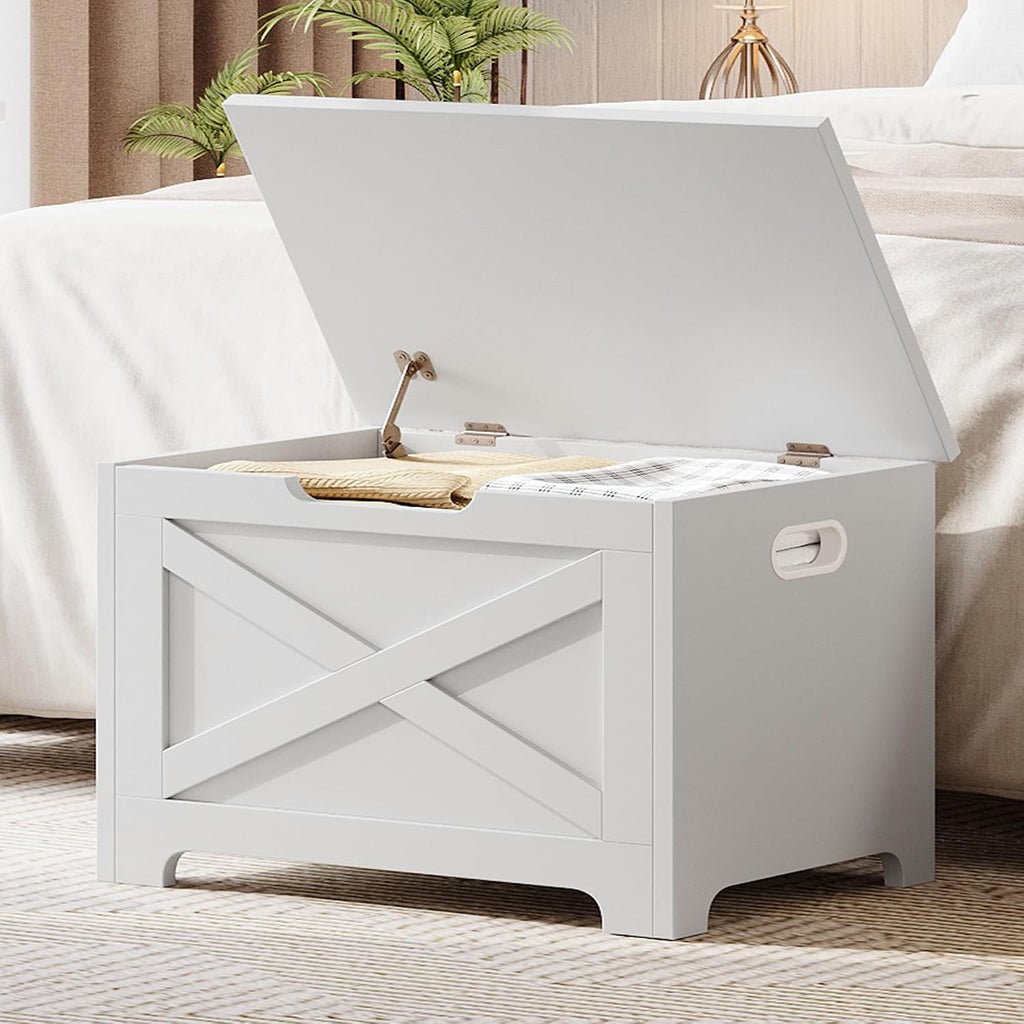 gaomon 23.6" storage chest, storage bench with safety shown in use
