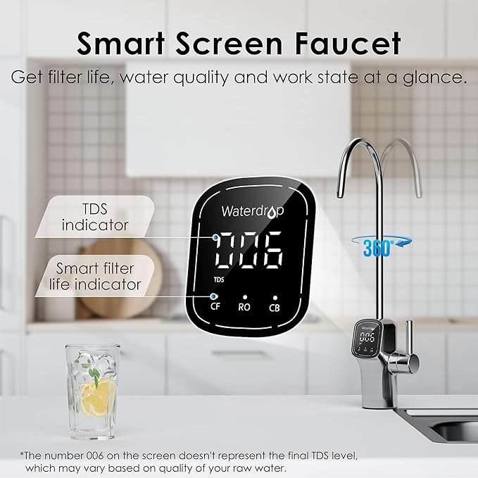 Waterdrop G3P600 Reverse Osmosis System, 8 Stage Tankless Reverse Osmosis Water