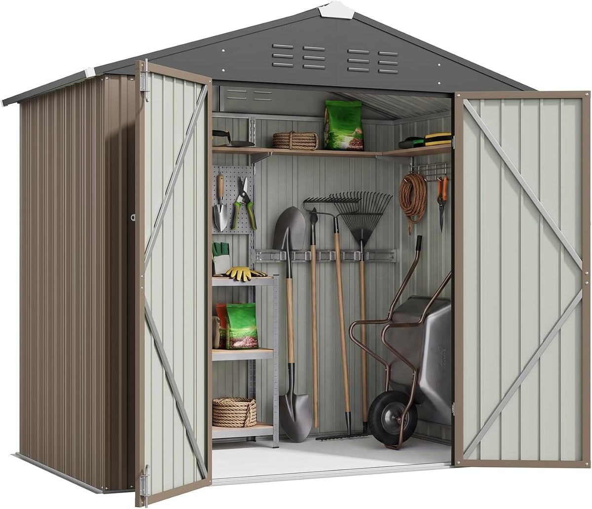 patiowell 6x4 ft storage shed, brown, package contents