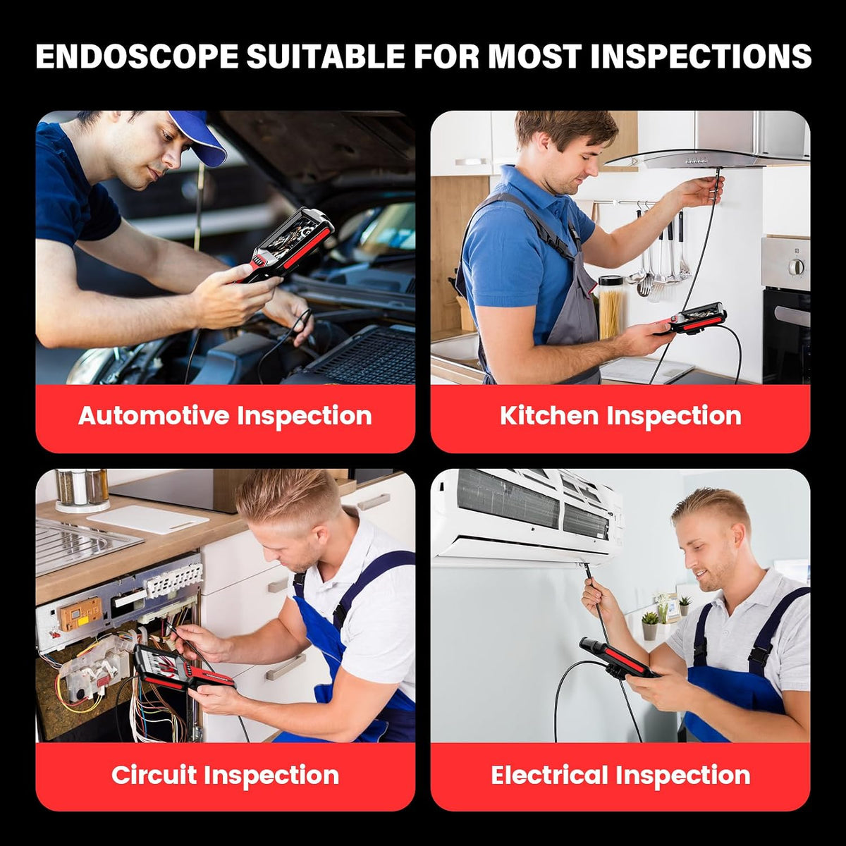 endoscope camera with light: 5" 1080p hd dual-lens on a desk or shelf
