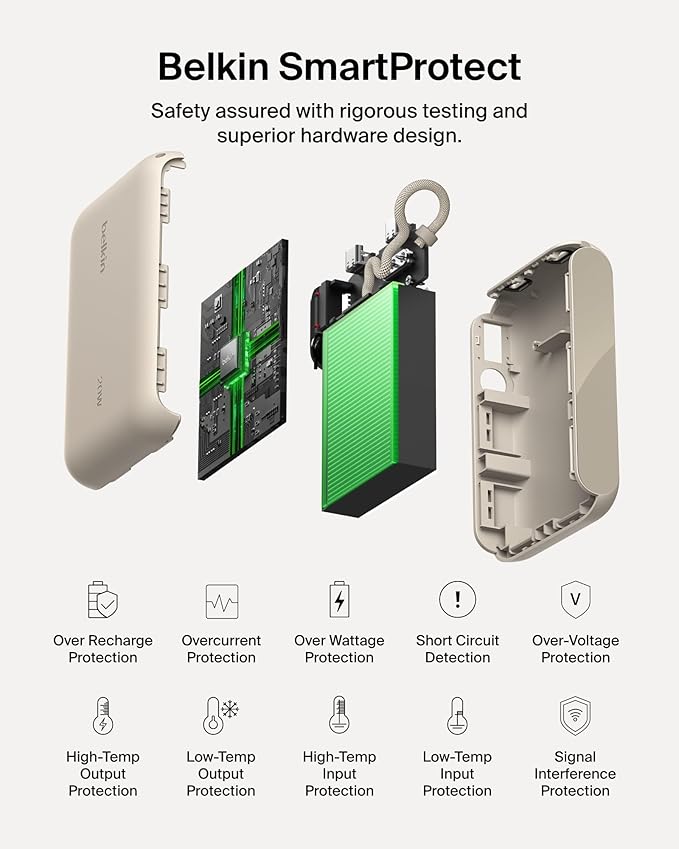 Belkin Portable Charger, Slim USB-C Power Bank 10, 000mAh w/ 2 USB-C Ports