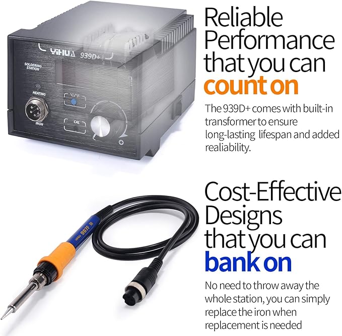 YIHUA 939D+ Digital Soldering Station, 75 Watt Equivalent