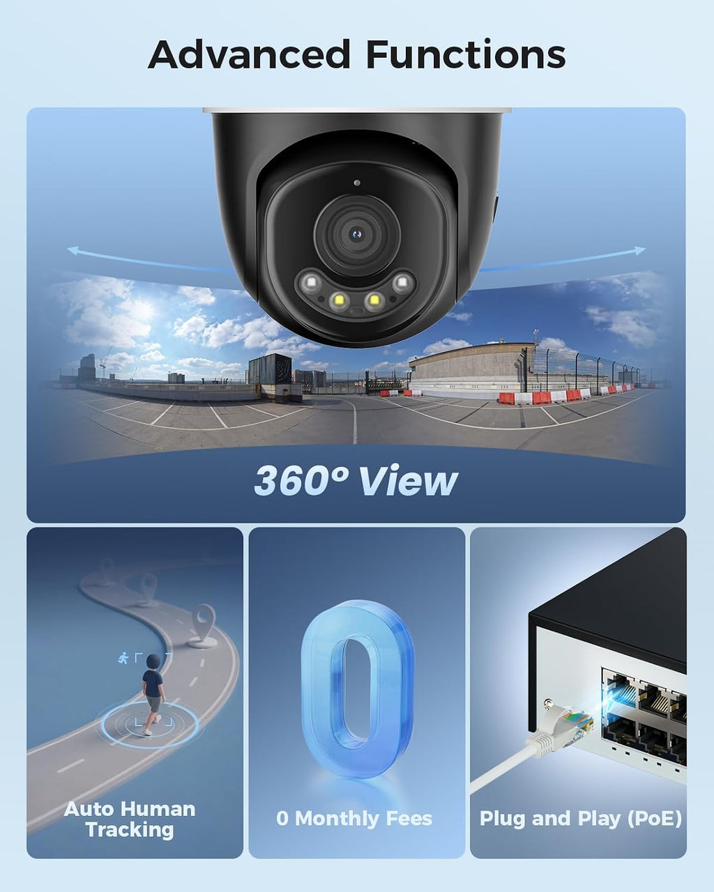 【360°view】 hiseeu 4k poe ptz security camera system，6, close-up detail