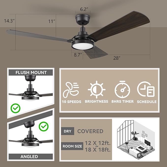 SMAAIR 56inch Smart Wifi Ceiling Fans