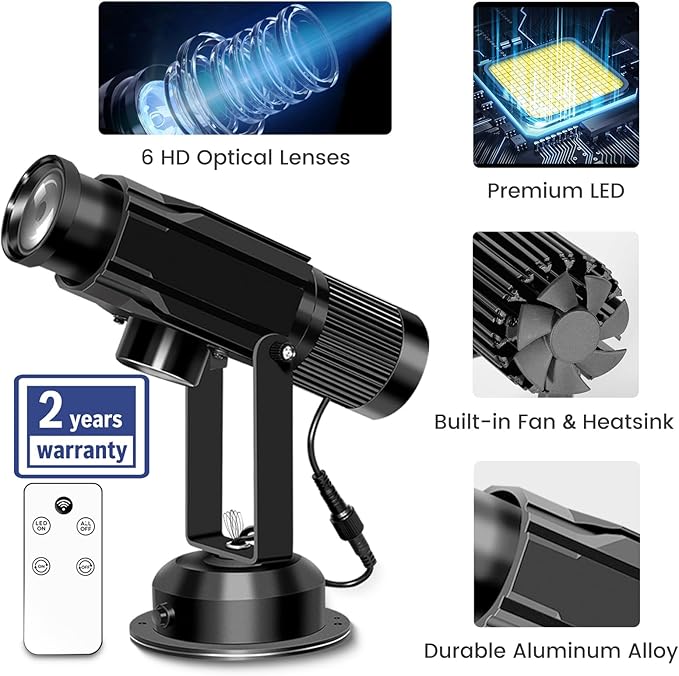 Laulgpoha 30W Logo GOBO Projector, HD LED Light