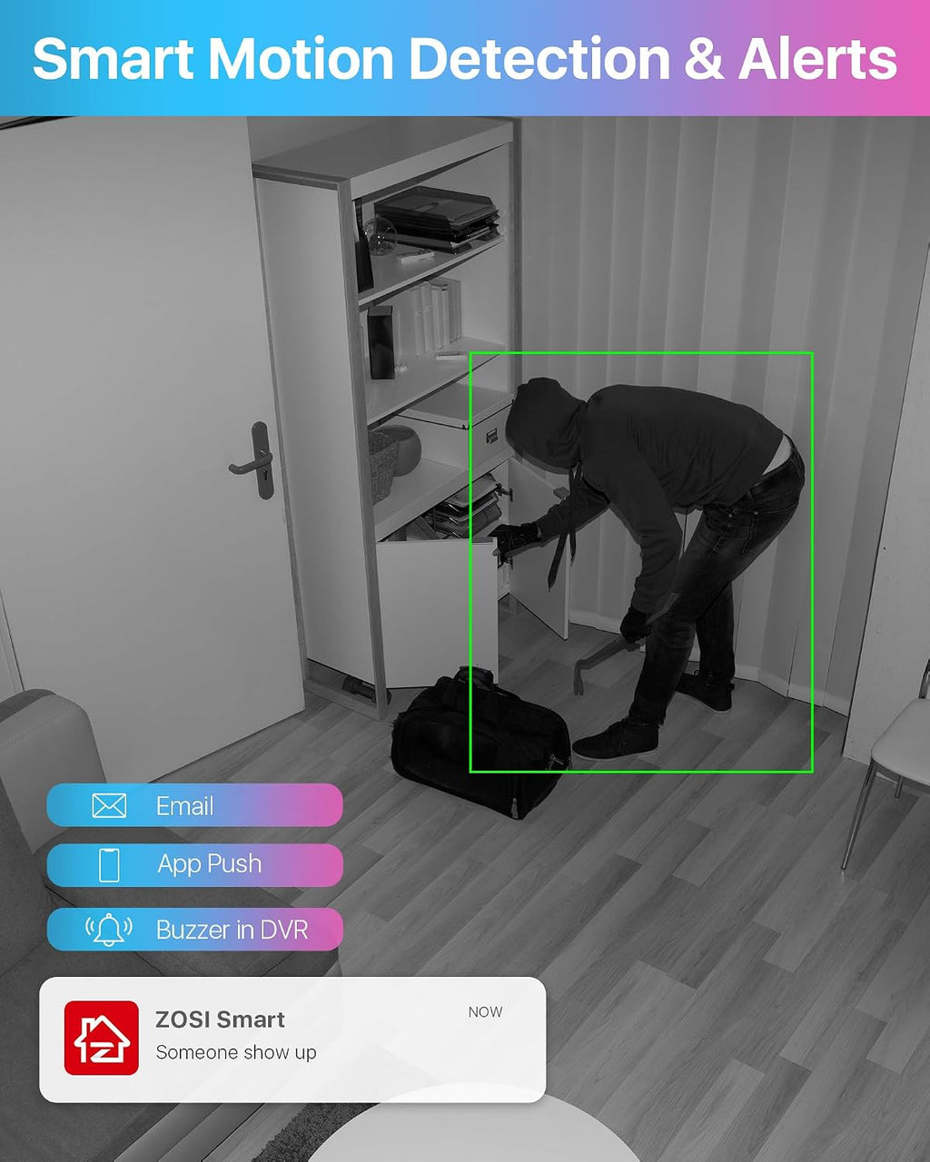 zosi 3k lite wired cctv camera system, 2 showing dimensions
