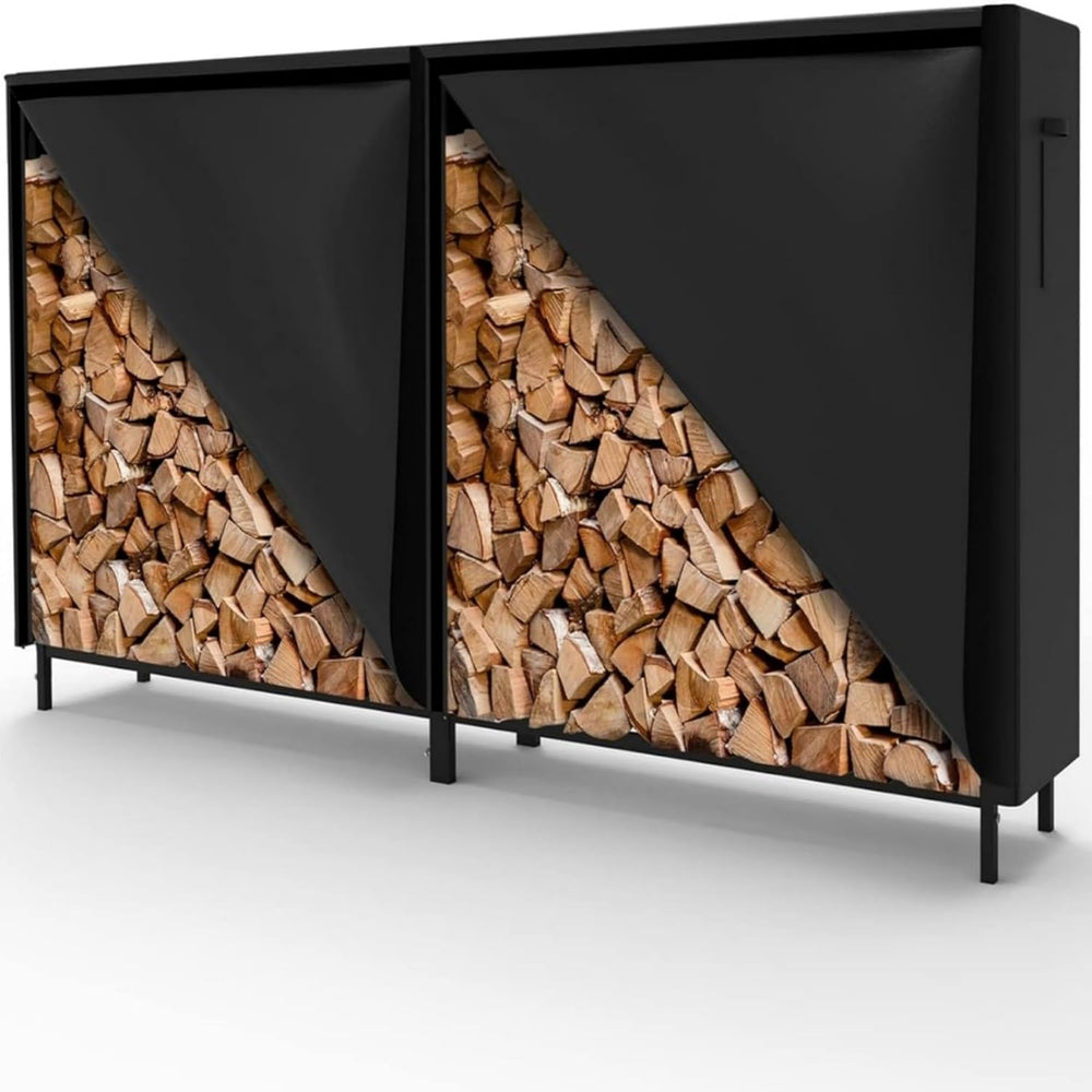 WALMANN 6 ft Firewood Rack with Cover, Heavy Duty Log Rack