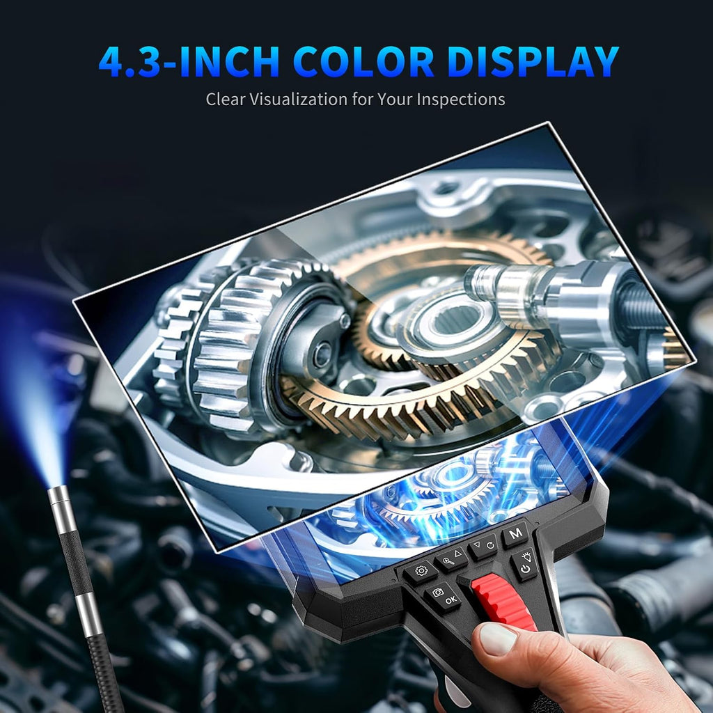 dual lens articulating borescope camera with light,6.2mm industrial on a desk or shelf
