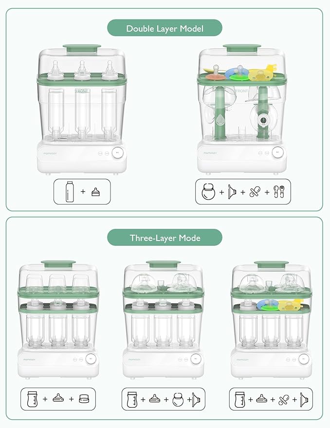 Momcozy 3 Layers Large Bottle Sterilizer and Dryer, Fast Sterilize and Dry