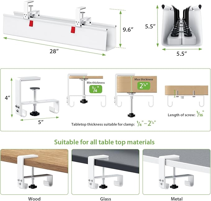KEEGH No Drill Under Desk Cable Management Tray