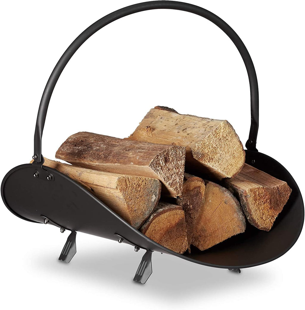 black log holder indoor and outdoor firewood rack showing dimensions