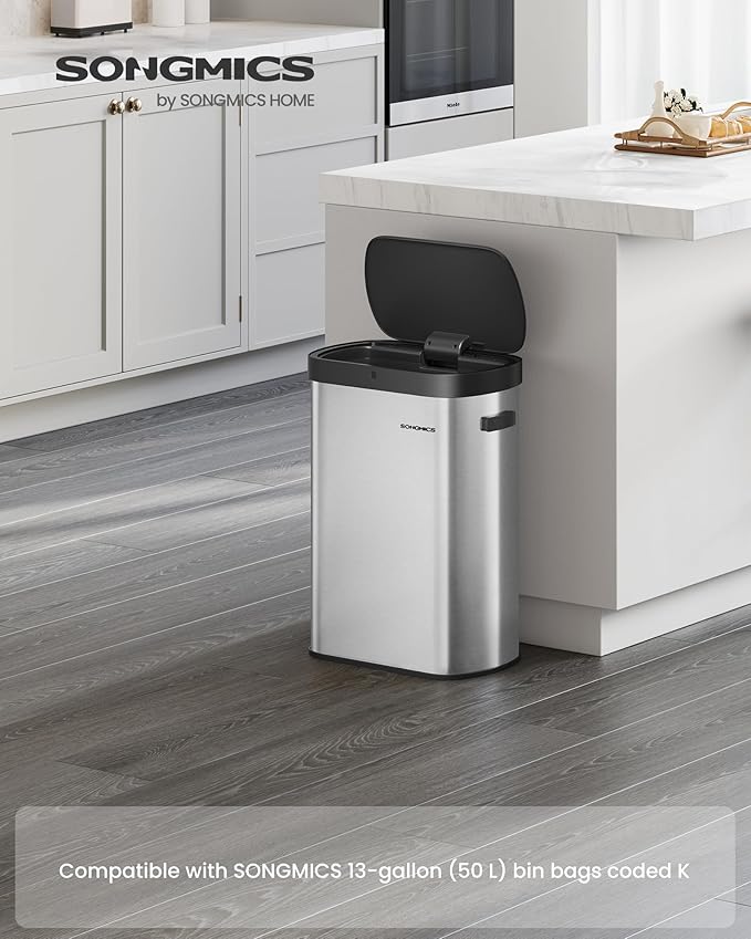 SONGMICS Motion Sensor Trash Can, 13-Gallon Automatic Garbage Can