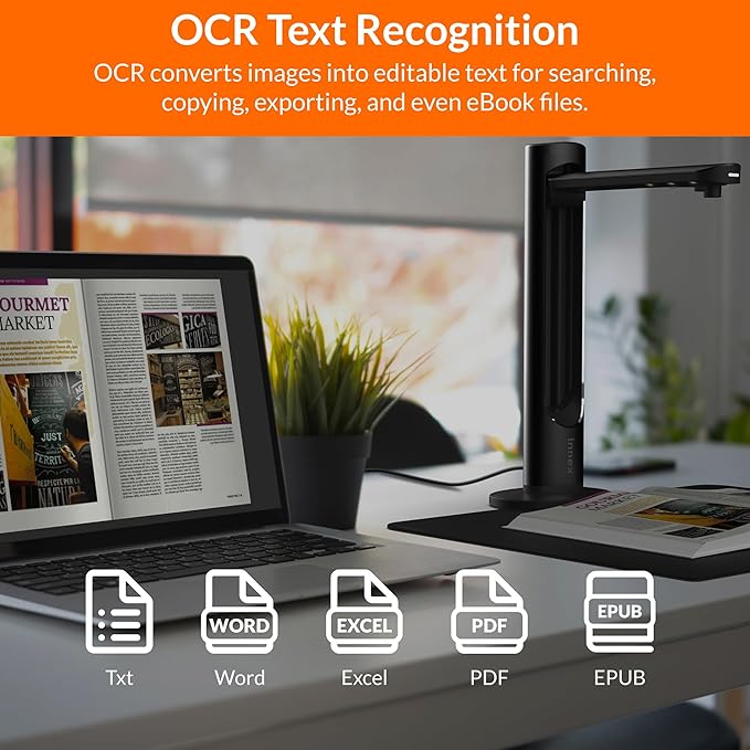 Innex DS200 Professional USB Book Scanner, A3 Document scan, 120+ Language OCR