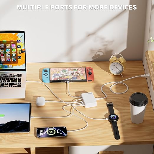 USB C Charger Block, 200W Type C Charger Fast Charging, 8 Port USB C & A