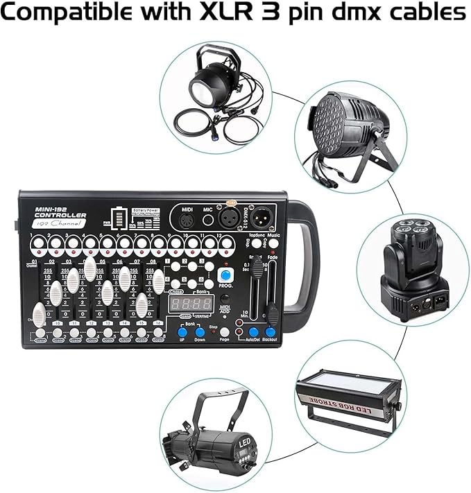 Battery Dmx Controller with Midi, Portable Dmx Controller