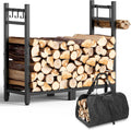 34inch Firewood Rack Indoor with Log Carrier,Outdoor Wood Rack for Firewood