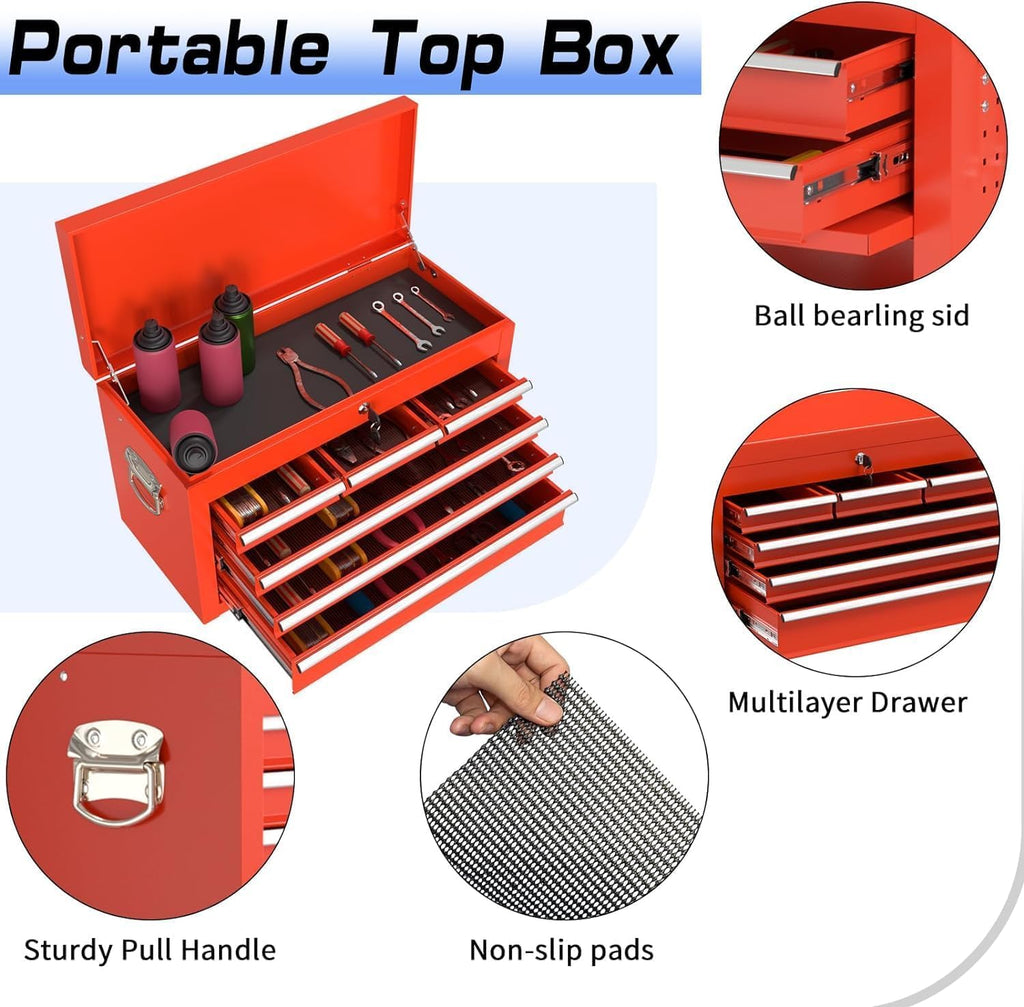 8-drawer rolling tool chest tool box,removable tool storage showing dimensions