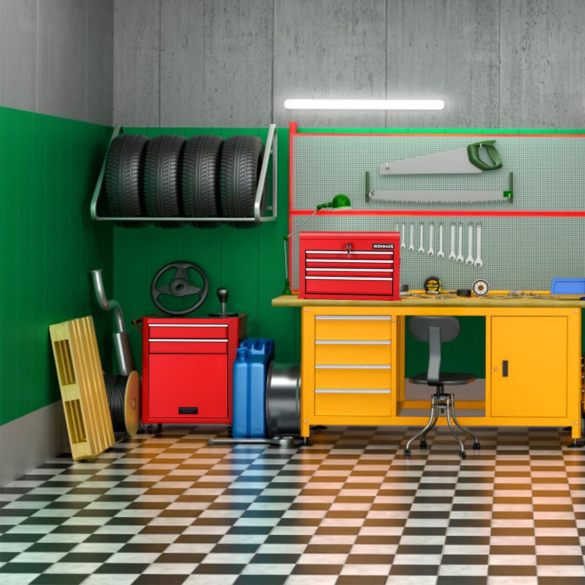 ironmax 6 drawers rolling tool chest, 2 in shown in use