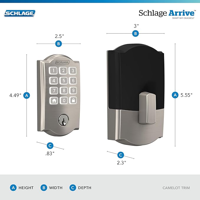 Schlage Arrive WiFi Deadbolt Smart Lock, Keyless Entry Door Lock