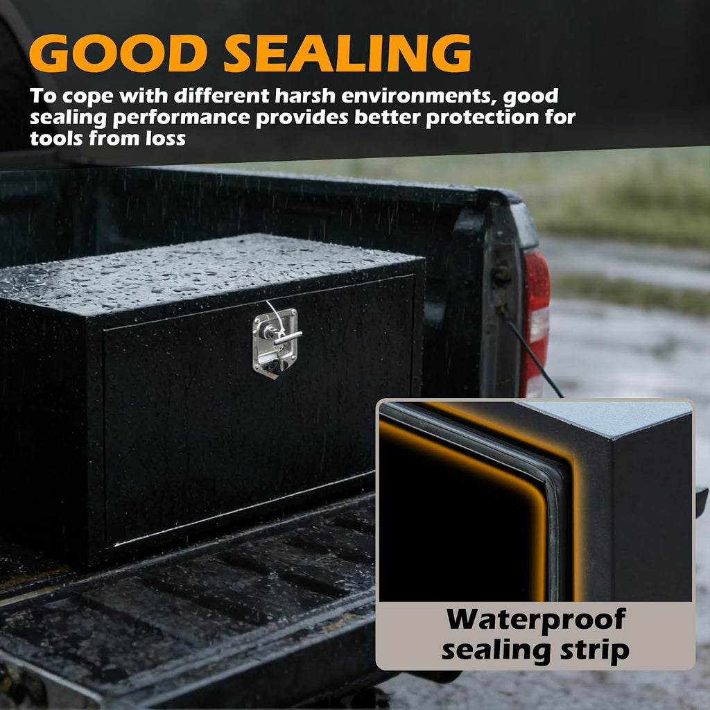24" underbody truck tool box, heavy-duty steel, lockable, side view