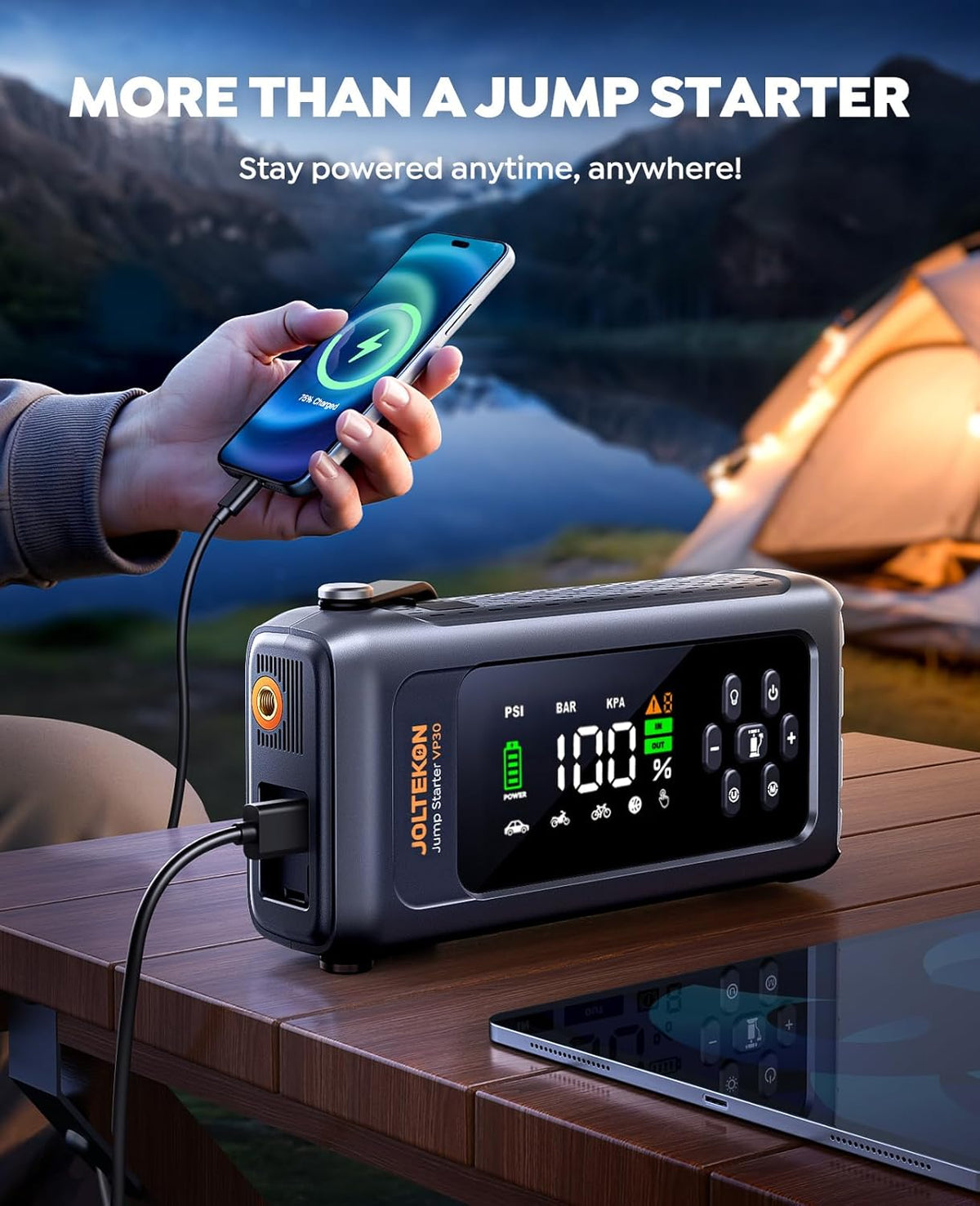Car Battery Jump Starter with Air Compressor 4500A 150PSI, Car Jumper Starter Portable (9L Gas/8L Diesel), Jump Box Car Battery with Auto-Shutoff Tire Inflator, Jumper Cables and Light