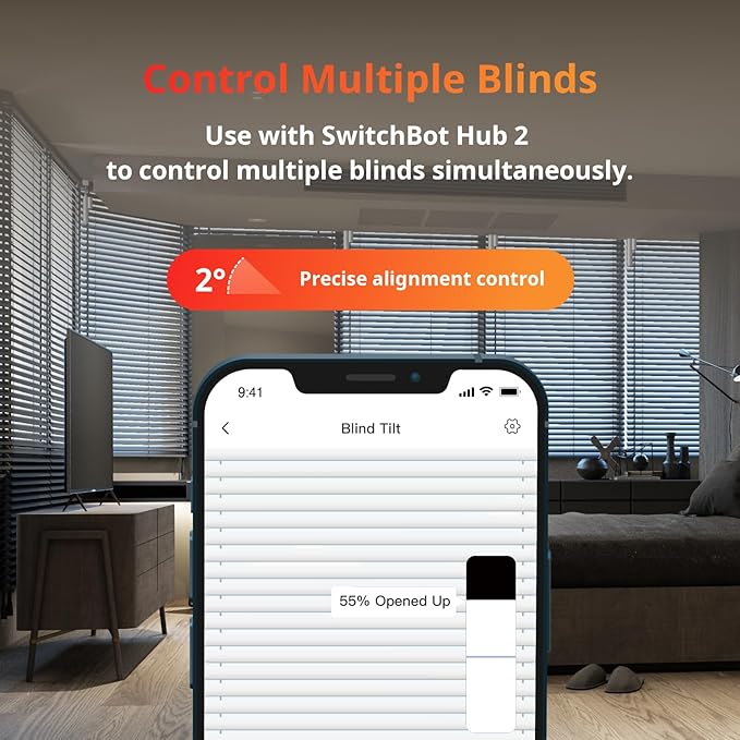 SwitchBot Blind Tilt Automatic Blind Opener 3-Pack & Hub 2- Smart Motorized
