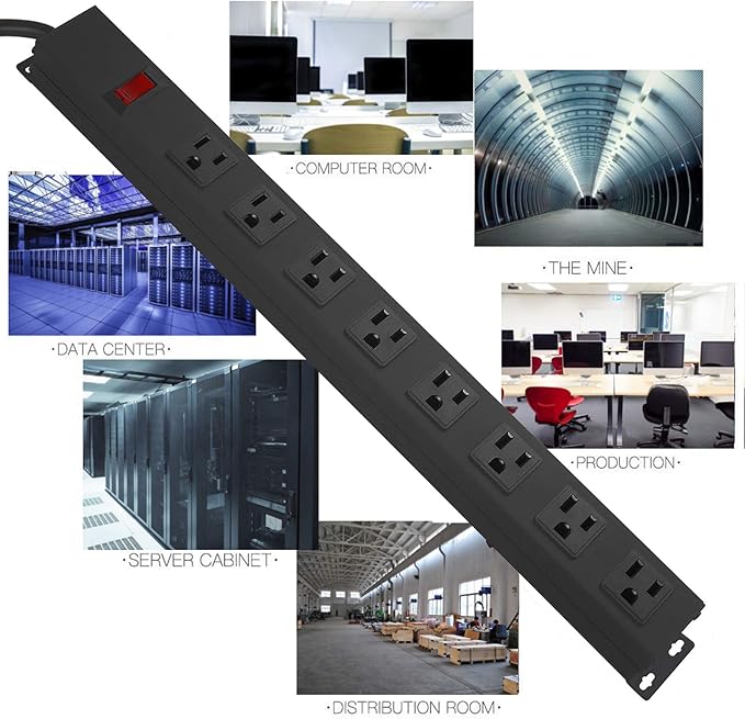 4Pack Metal 8 Outlet Mountable Power Strip, Wall Mount Outlet Heavy Duty