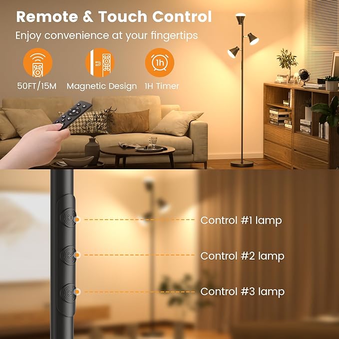 SIBRILLE 36W LED Tree Floor Lamp, Dimmable Tall Standing Lamp