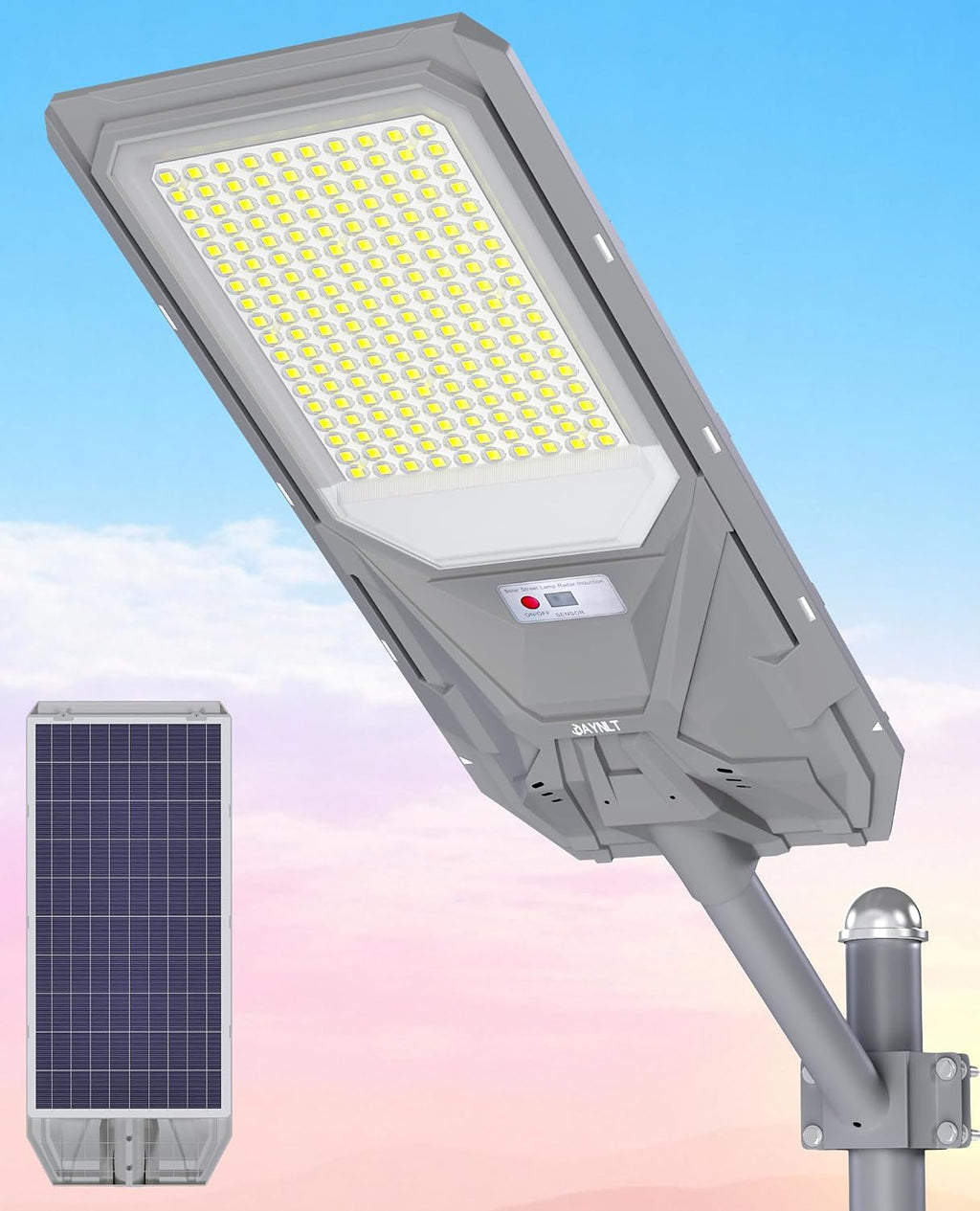 JAYNLT X-10000W Solar Street Lights, 6500K Commercial Parking Lot Light Dusk to