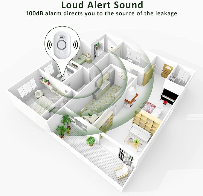 5 Pack Water Leak Detectors for Home, 100dB Water Sensor Alarm for Basement