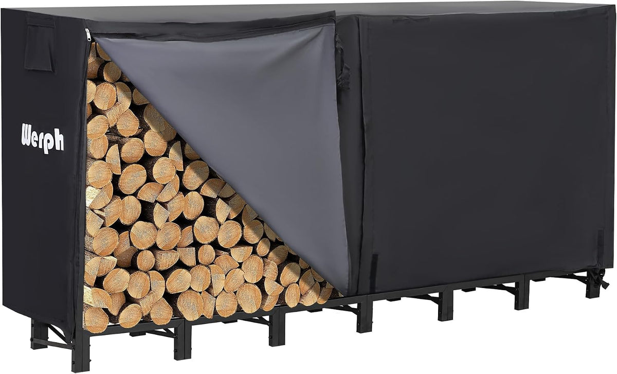 Werph 8FT Firewood Rack Outdoor, Heavy Duty Firewood Storage Rack