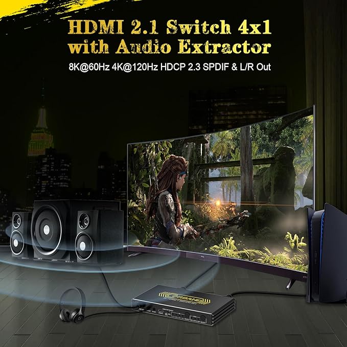 CORSAHD 4K@120Hz HDMI 2.1 Switch 4 in 1 Out