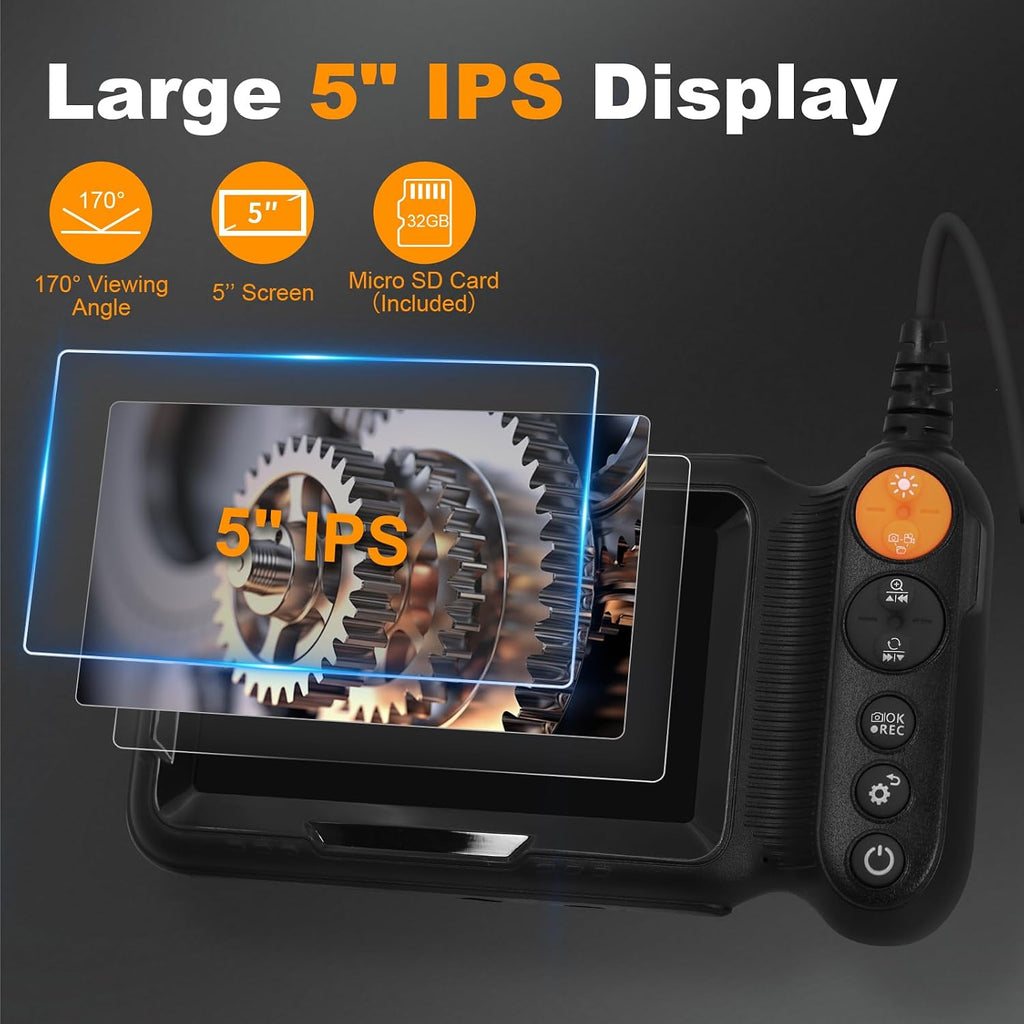 dual-lens industrial borescope camera with 5 inch ips, close-up detail