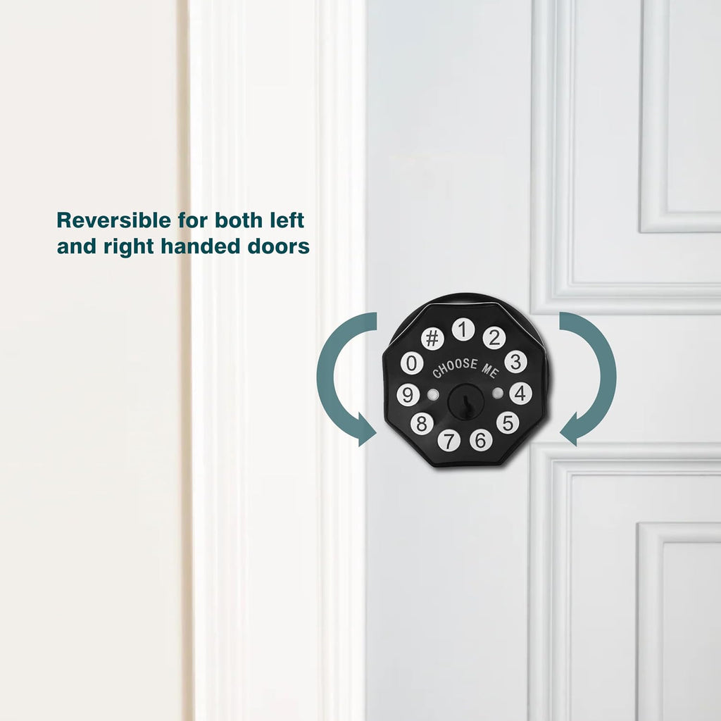 Door Knob with Keypad and Key, Keyless Entry Door Lock,Smart Digital Knob Unlock by Passcode/Keys/USB backuplock,Electronic Door Knob for Home Bedroom Apartment Garage Office Security,Black