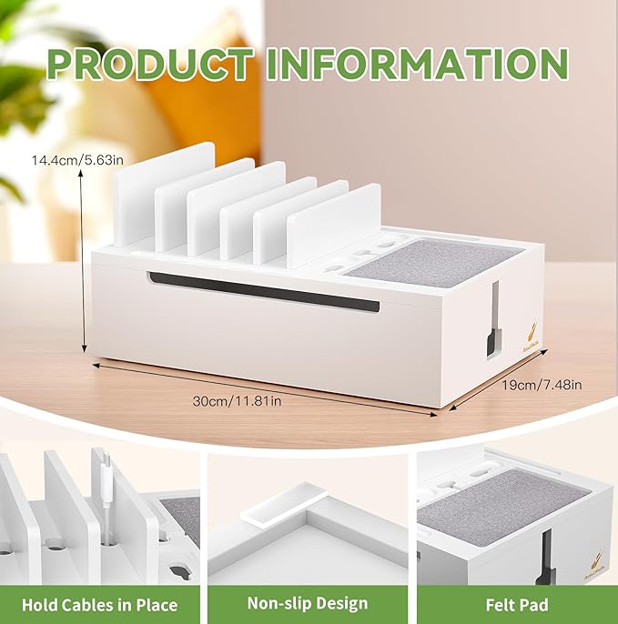 Pezin & Hulin Bamboo Charging Station, Electronic Devices Organizer