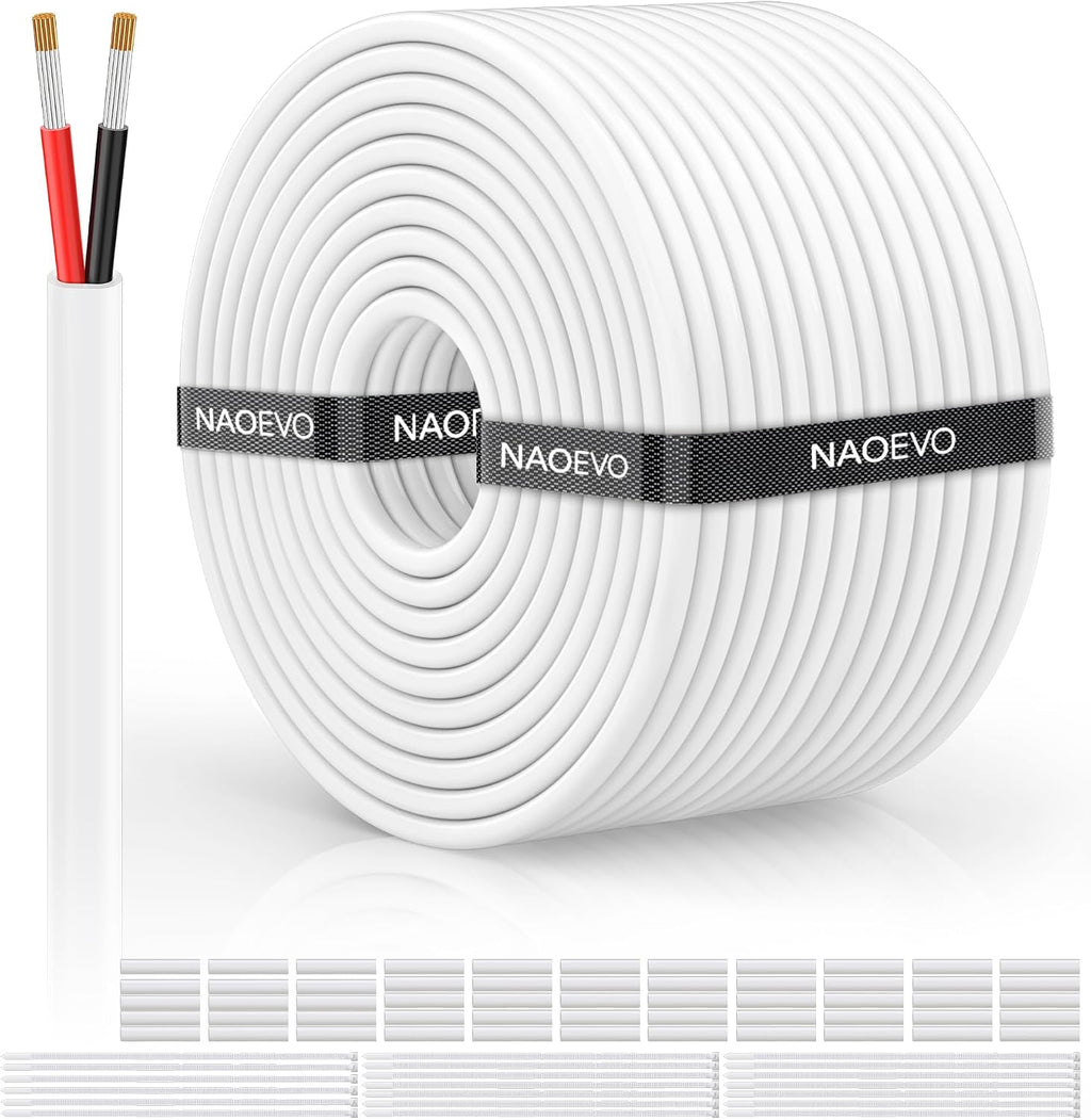 NAOVEO 18 Gauge Wire 2 Conductor Electrical Wire, 18 AWG Stranded PVC Tinned