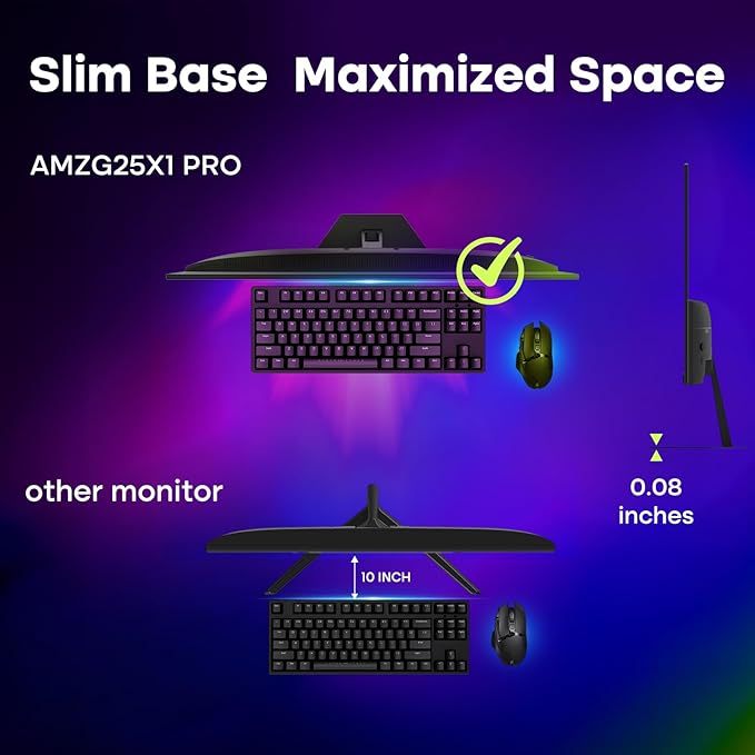 Amzfast 24.5 Inch FHD 280Hz/240Hz Gaming Monitor, 1ms Adaptive Sync, 10 Bit