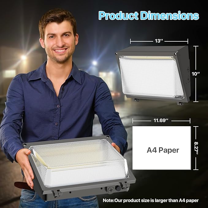 HYPERLITE LED Wall Pack Light: 120W 18000LM Glass Lens Wall Pack LED Exterior