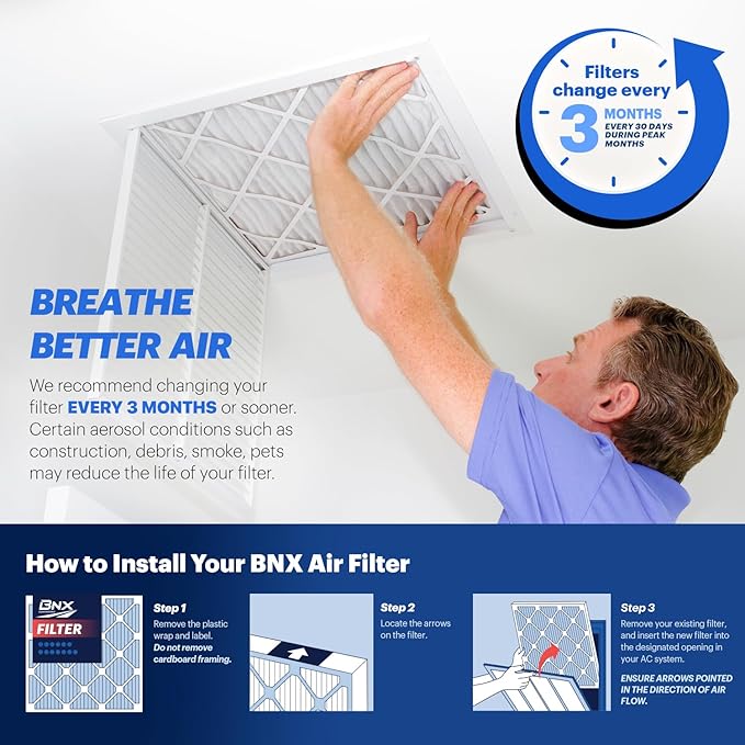 BNX TruFilter 10x30x1 Air Filter MERV 13 (4-Pack)