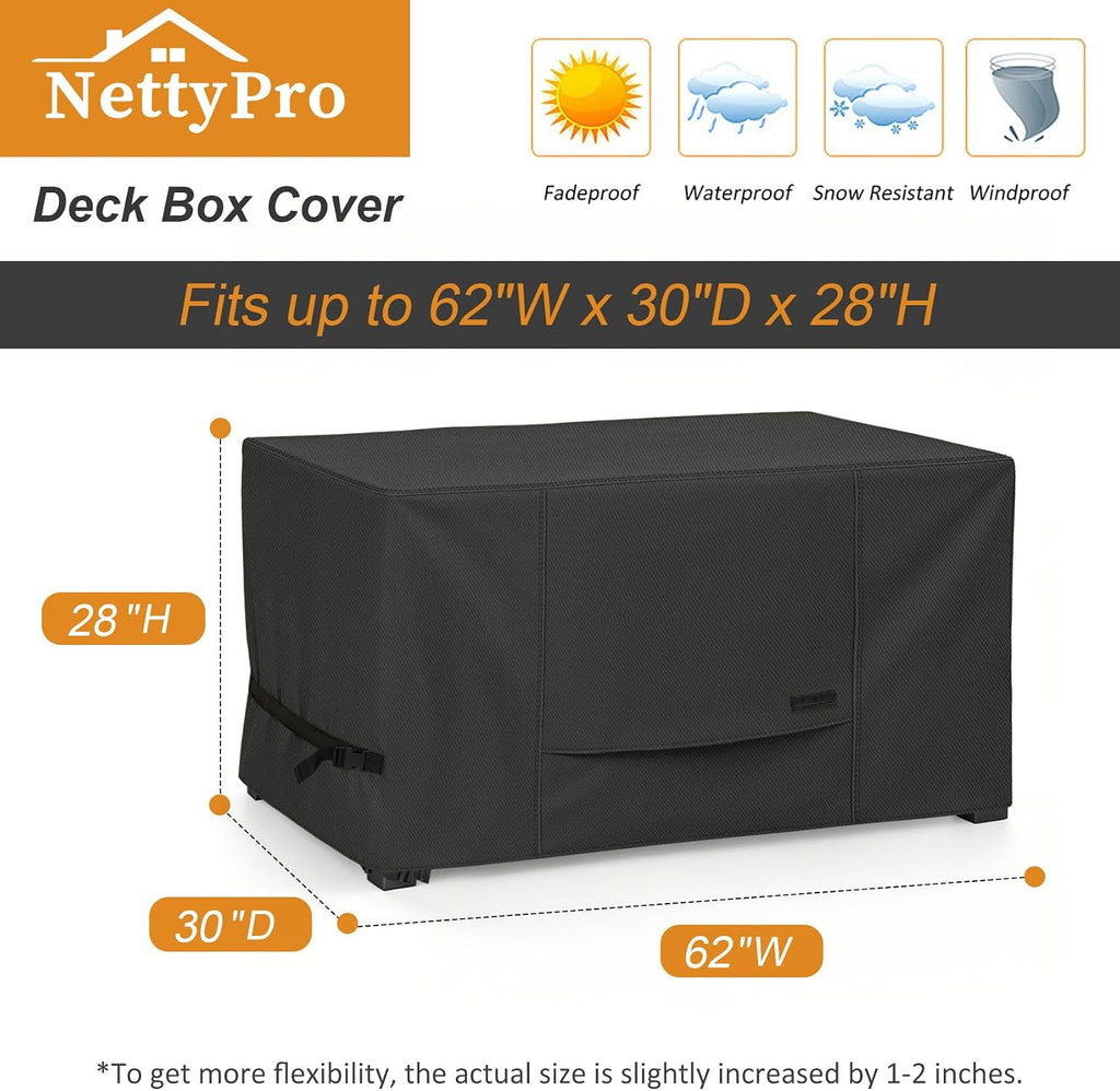 nettypro deck box cover, fade resistant waterproof outdoor, package contents