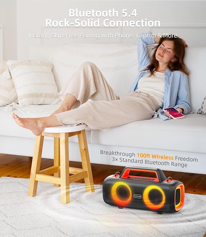Portable Bluetooth Speaker Wireless, 140W Peak Loud Sound
