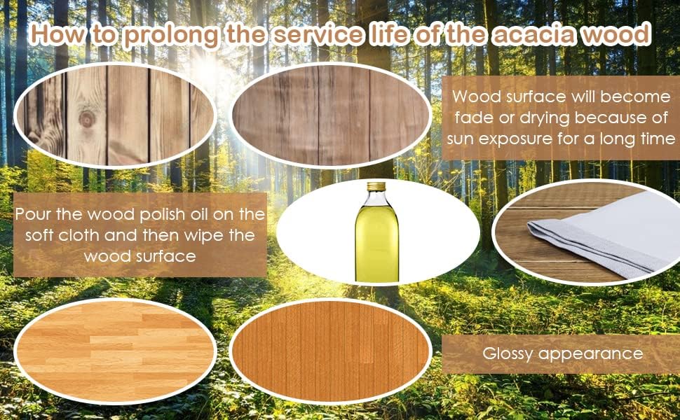HAPPYGRILL 46 Gallon Acacia Wood Deck Box, Outdoor Storage Box Garden Tools Box Container for Patio Garden Garage