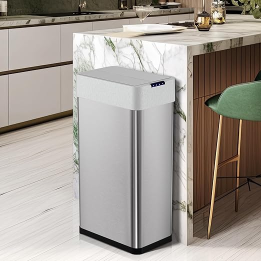 Arlopu 21.1 Gal Automatic Trash Can, 80L Stainless Steel Motion Sensor Garbage