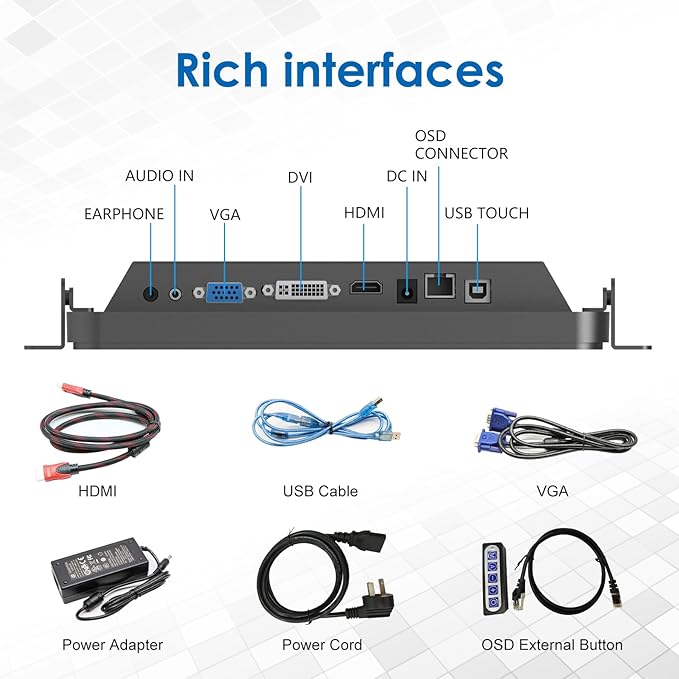 10.1 Inch 1000 Nits Sunlight Readable Multi Touch PCAP Open Frame Touch Screen