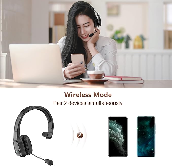 COMEXION Trucker Bluetooth Headset V5.0, Wireless Headset