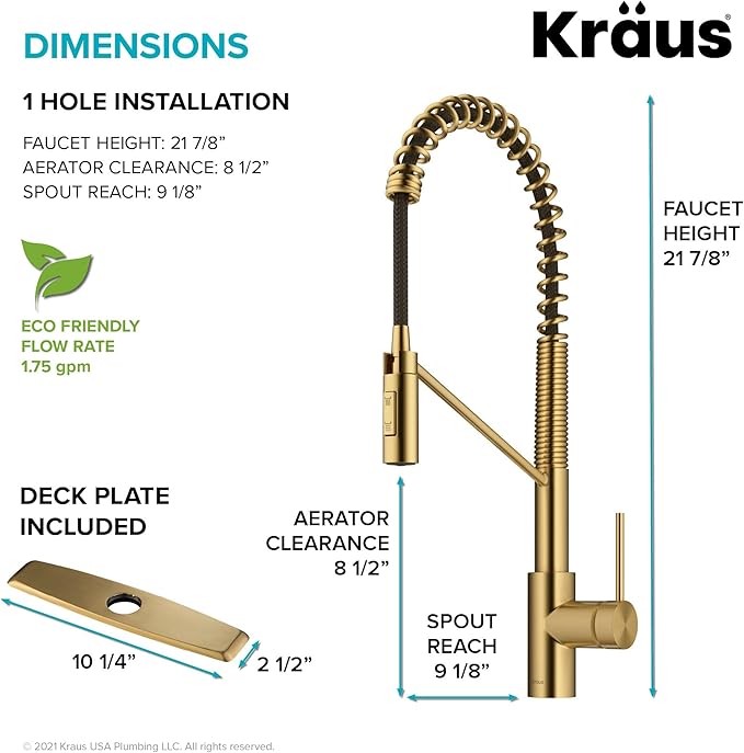 KRAUS Oletto Commercial Style Single Handle Pull Down Kitchen Faucet