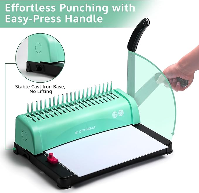 OFFNOVA Binding Machine, 21-Hole 450 Sheets Paper Comb Punch Binder Machine